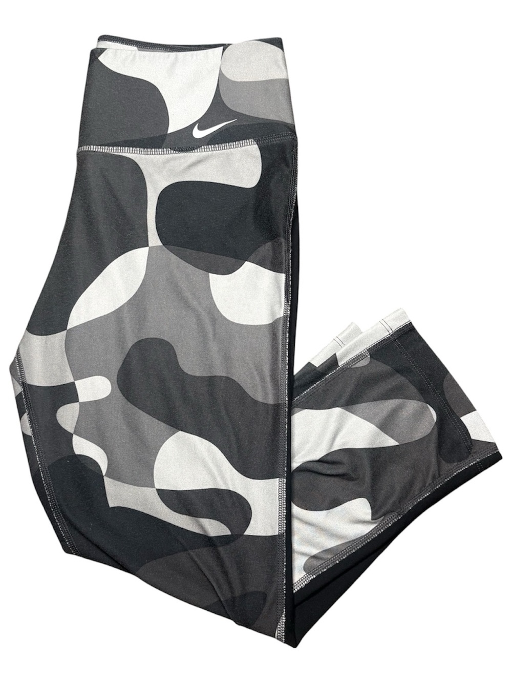 Nike Dri Fit Black Gray Camo Crop Leggings Women's Small Activewear Athleisure
